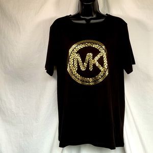 Michael Kors Gold Chain-Link Logo T-Shirt